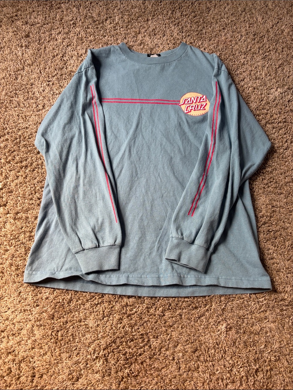 Santa Cruz Skateboards Light Blue Long Sleeve Tee with Pink Accents